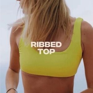 NEVER WORN Daily Drills Neon Yellow Scoop Swim Top